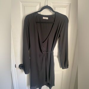 Babaton front tie wrap long sleeve dress